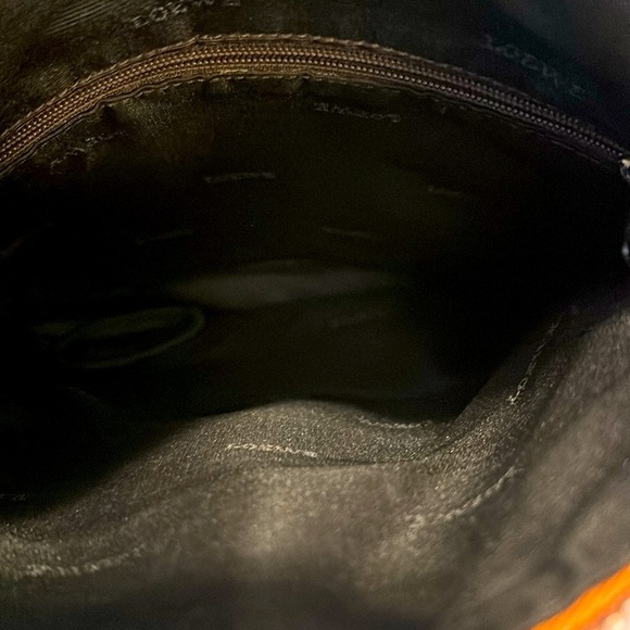 Vintage Loewe Senda Orange Pebbled Leather Logo Embossed Crossbody Bag - Picture 10 of 13